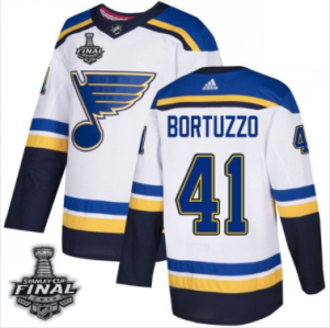 Blues #41 Robert Bortuzzo Weiß 2019 Stanley Cup Final Stitched